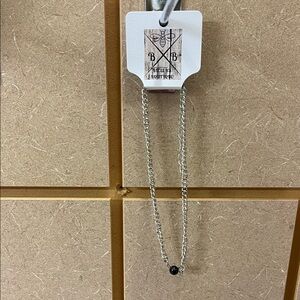 Silver Chain Necklace with Black Bead